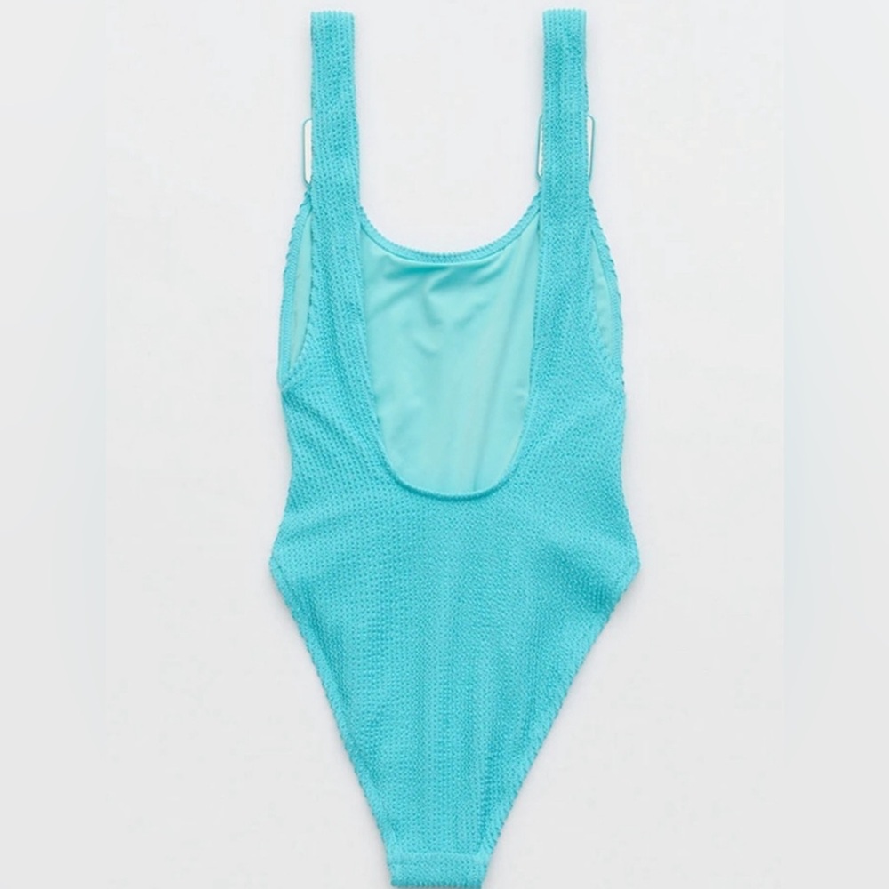NWT Aerie Shimmer Crinkle Scoop Cheekiest One Piece Swimsuit - Picture 2 of 5